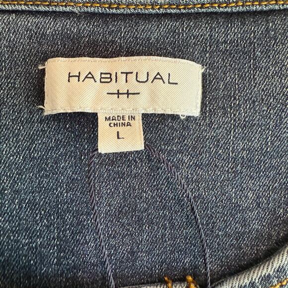 Habitual Fit and Flare Long Sleeve Denim Blue Jean Tie Waist Dress Size L NEW - Picture 8 of 8